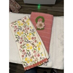 Set 2 The Pioneer Woman Wildflower Whimsy All Cotton Dish Hand Towels NEW.